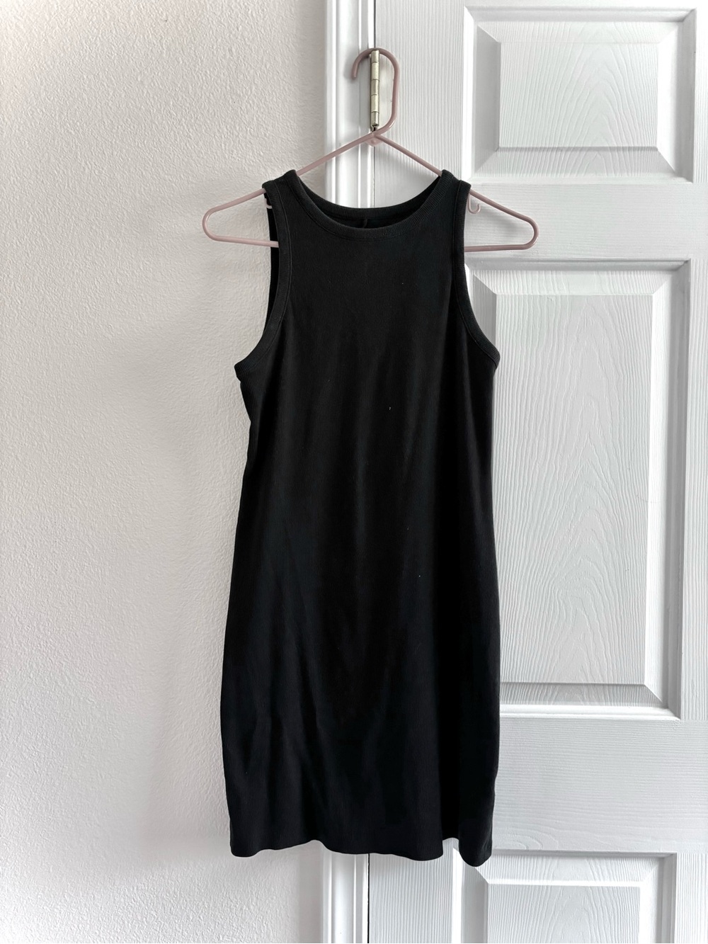 A New Day Black Ribbed Knit Bodycon  Mini Sleevless Tank Dress M